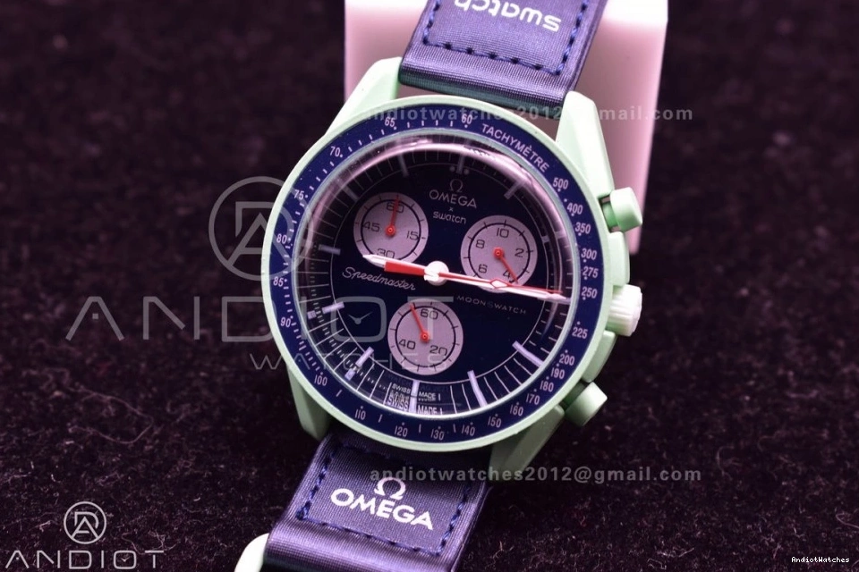 x on Bioceramic Moonwatch Nylon Quartz to Strap WeatherProof Earth Omega Swatch 1181 Mission 0821